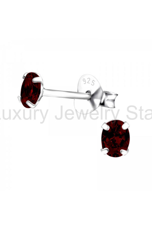 Sterling Silver Oval 3x4mm Ear Studs With CZ - SS
