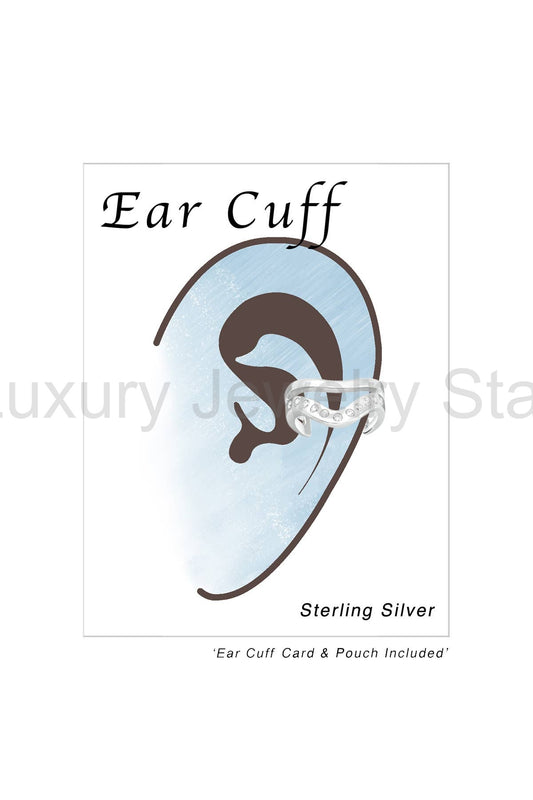 Sterling Silver Plain Ear Cuff With Cubic Zirconia - SS