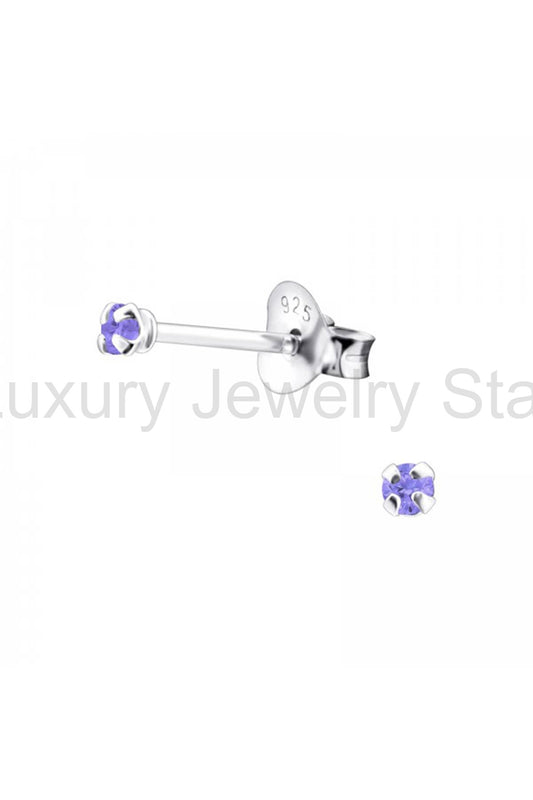 Sterling Silver Round 2mm Ear Studs With Cubic Zirconia - SS
