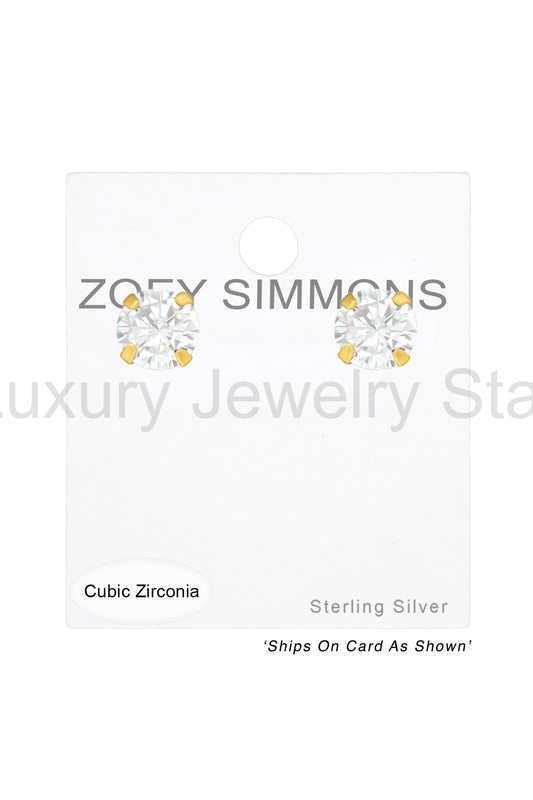 Sterling Silver Round 5mm Ear Studs With Cubic Zirconia - VM - image 2