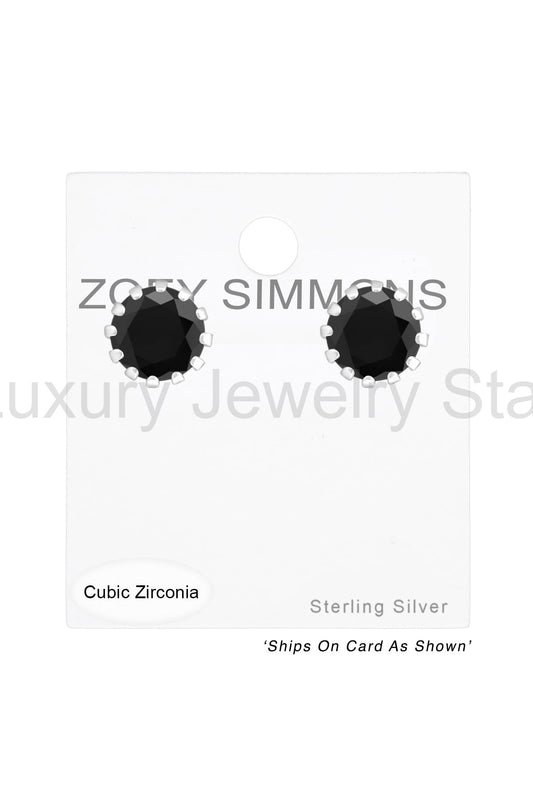 Sterling Silver Round 7mm Ear Studs With Cubic Zirconia - SS - image 2