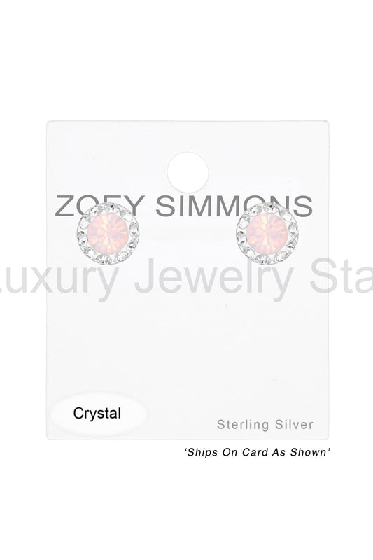 Sterling Silver Round Ear Studs With Crystal - SS - image 2