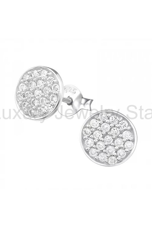 Sterling Silver Round Ear Studs With Cubic Zirconia - SS