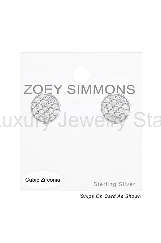 Sterling Silver Round Ear Studs With Cubic Zirconia - SS - image 2