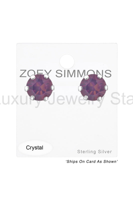Sterling Silver Round Ear Studs With Genuine Crystals - SS - image 2