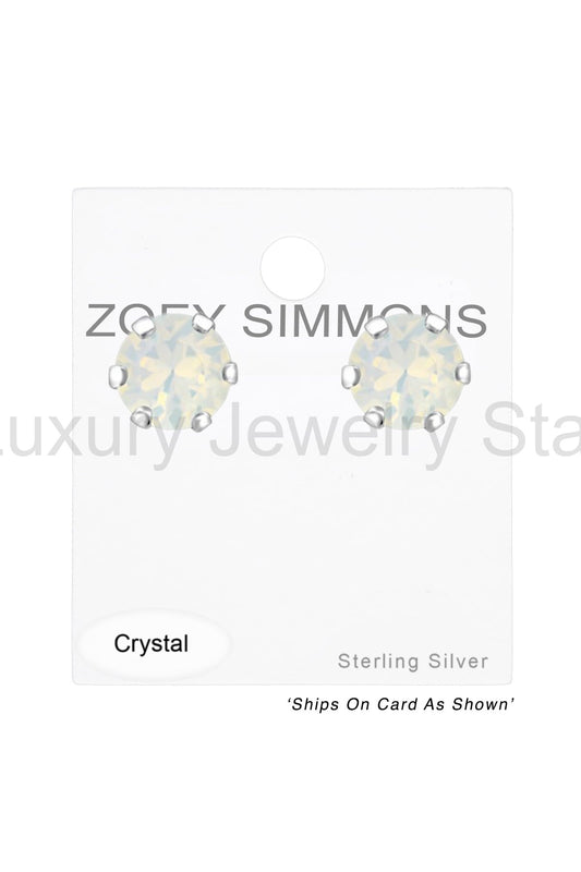 Sterling Silver Round Ear Studs With Genuine Crystals - SS - image 2
