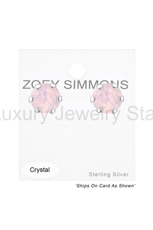 Sterling Silver Round Ear Studs With Genuine Crystals - SS - image 2