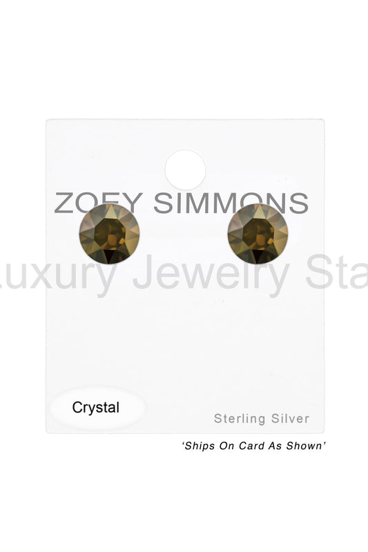 Sterling Silver Round Ear Studs With Genuine Crystals - SS - image 2