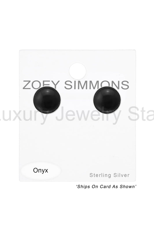 Sterling Silver Round Ear Studs With Imitation Stone - SS - image 2