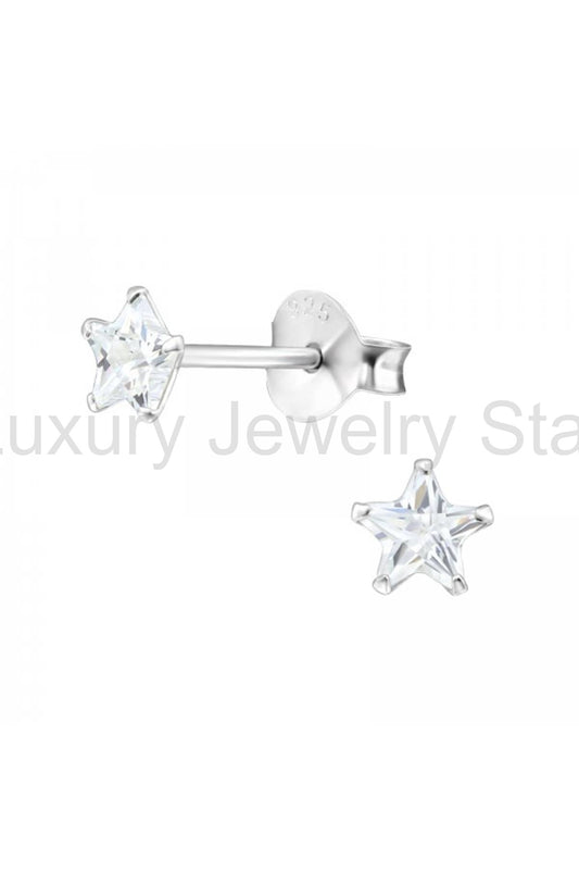Sterling Silver Star 4mm Ear Studs With Cubic Zirconia - SS