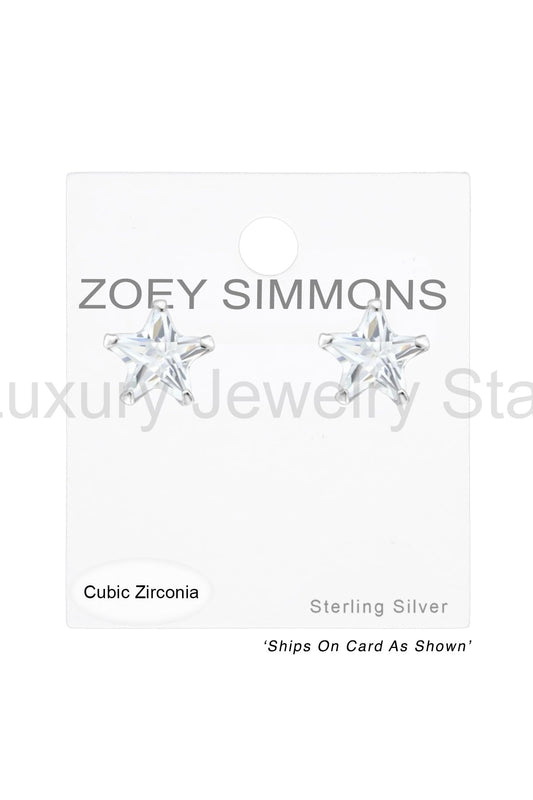 Sterling Silver Star 4mm Ear Studs With Cubic Zirconia - SS - image 2