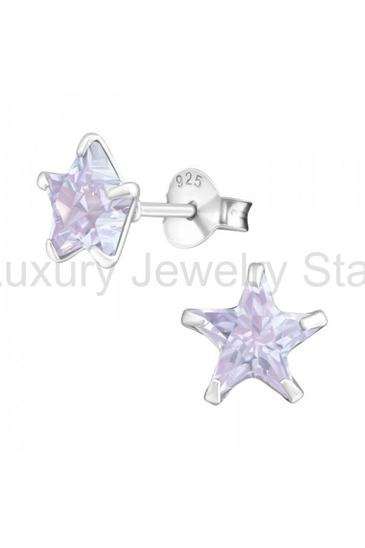 Sterling Silver Star 7mm Ear Studs With Cubic Zirconia - SS