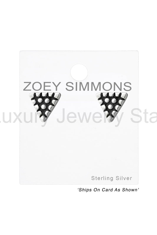 Sterling Silver Triangle Ear Studs - SS - image 2