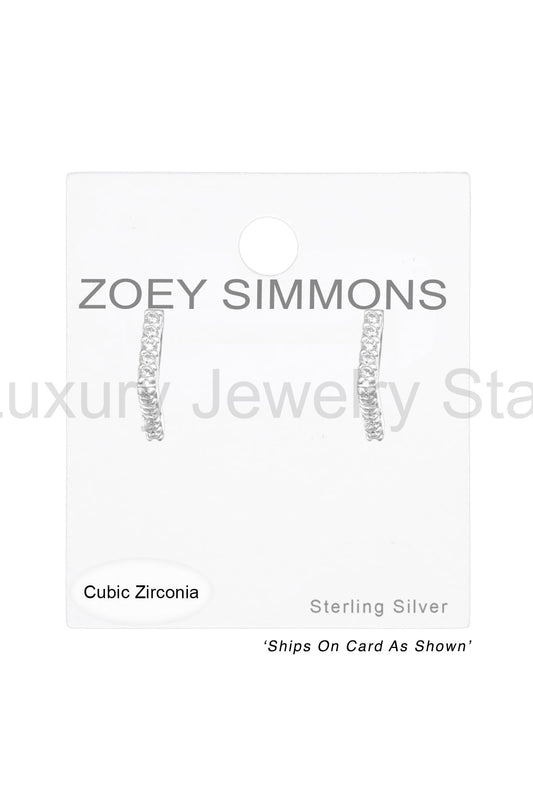 Sterling Silver Triangle Ear Studs With Cubic Zirconia - SS - image 2