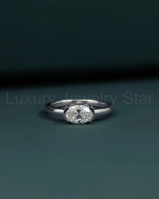 1.01 CT Oval Cut CVD Lab-Grown Diamond Solitaire Ring