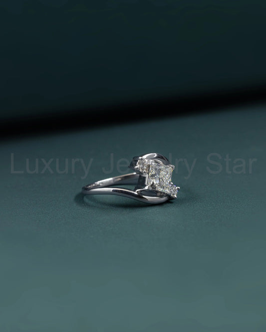 1.14 CTW Princess Cut Lab-Grown Diamond Bypass Engagement - image 2