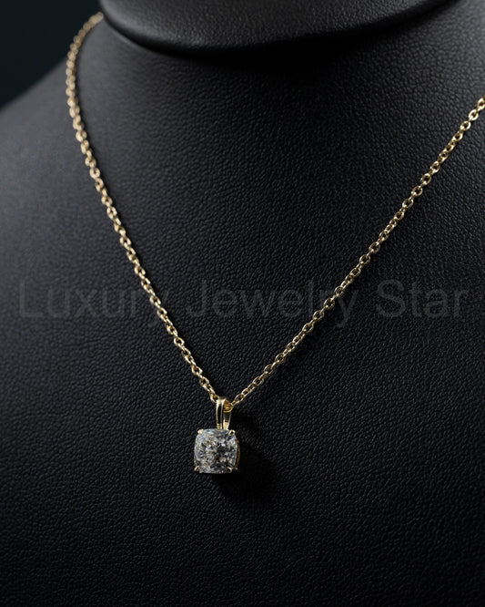 1.24 CTW Cushion Cut Lab-Grown Diamond Solitaire Pendant Necklace
