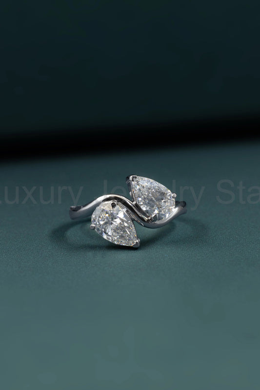 2.00 CTW Pear Cut Toi et Moi Lab-Grown Diamond Open Ring