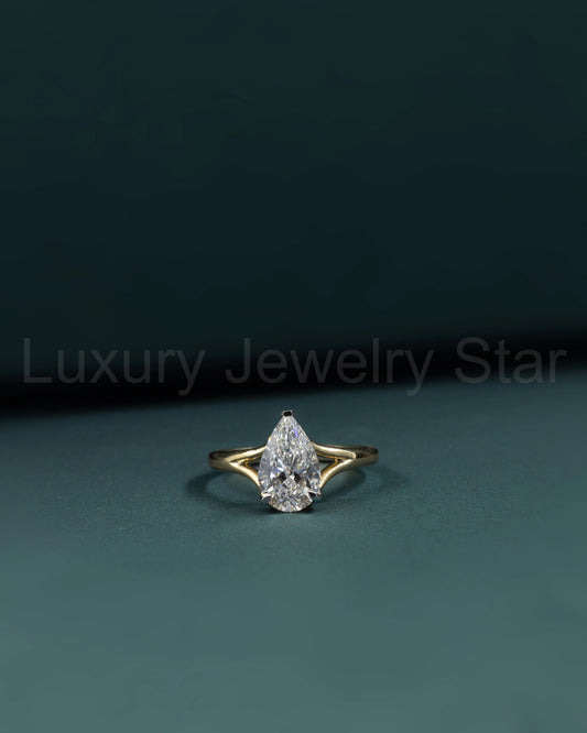 2.01 CT Pear Cut Solitaire Lab-Grown Diamond Engagement Ring