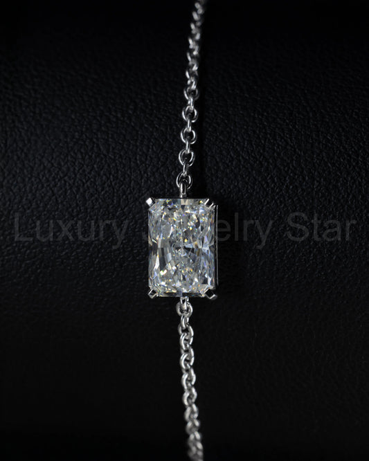 2.03 Carat Emerald Cut Lab-Grown Diamond Solitaire Bracelet