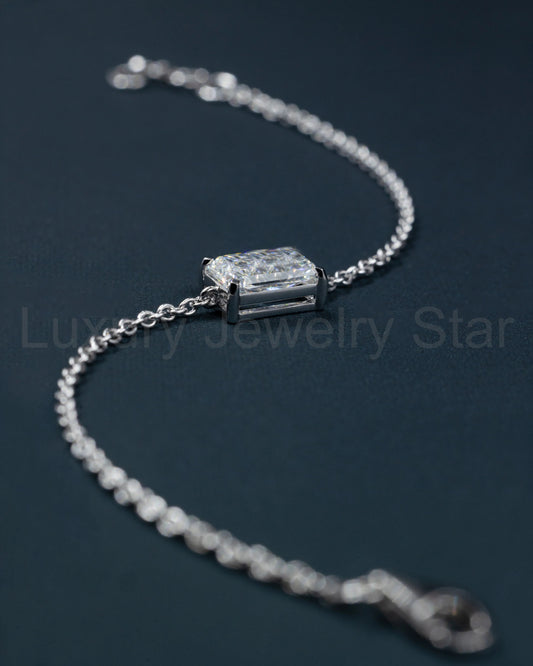 2.03 Carat Emerald Cut Lab-Grown Diamond Solitaire Bracelet