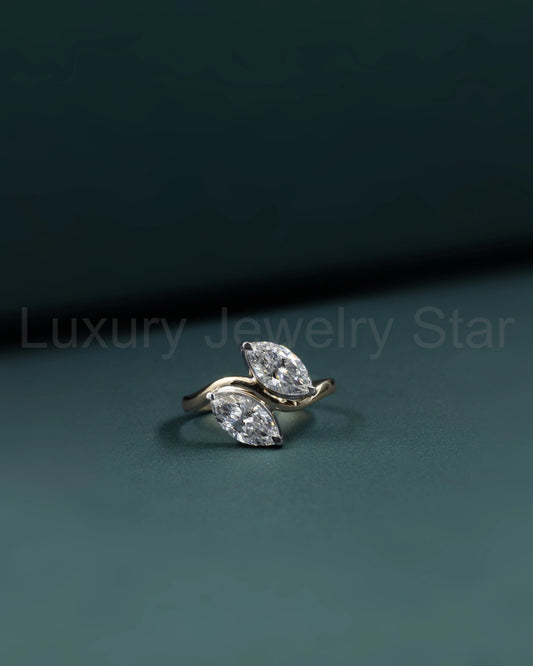 2.04 CTW Marquise Cut Toi et Moi Lab-Grown Diamond Bypass Ring