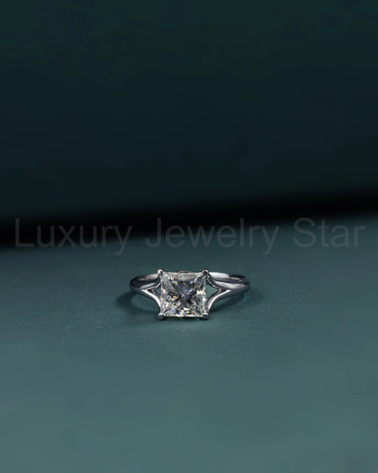 2.10 CT Princess Cut Solitaire CVD Lab-Grown Diamond Engagement Ring
