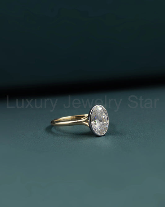 2.11 CT Oval Bezel-Set Lab-Grown Diamond Solitaire Ring - image 2