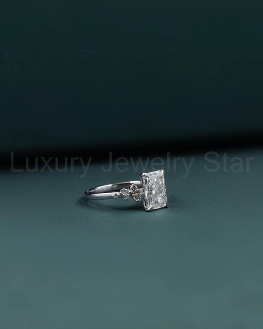 2.23 CTW Radiant Cut Floral Accent CVD Lab-Grown Diamond Engagement Ring - image 2