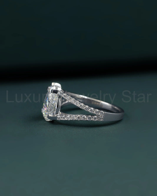 2.35 CTW Pear Cut Pavé Split Shank Lab-Grown Diamond Engagement Ring - image 2