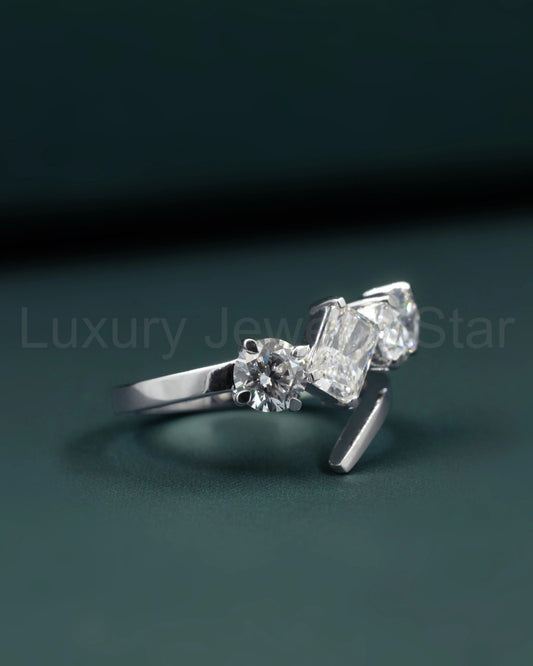 2.37 CTW Mixed-Cut Three Stone Lab-Grown Diamond Ring - image 2