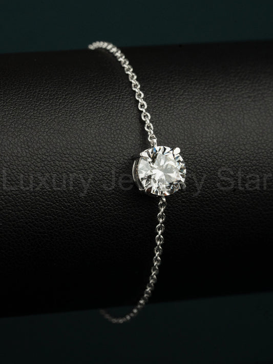 2.51 CT Round Brilliant CVD Lab-Grown Diamond Solitaire Bracelet