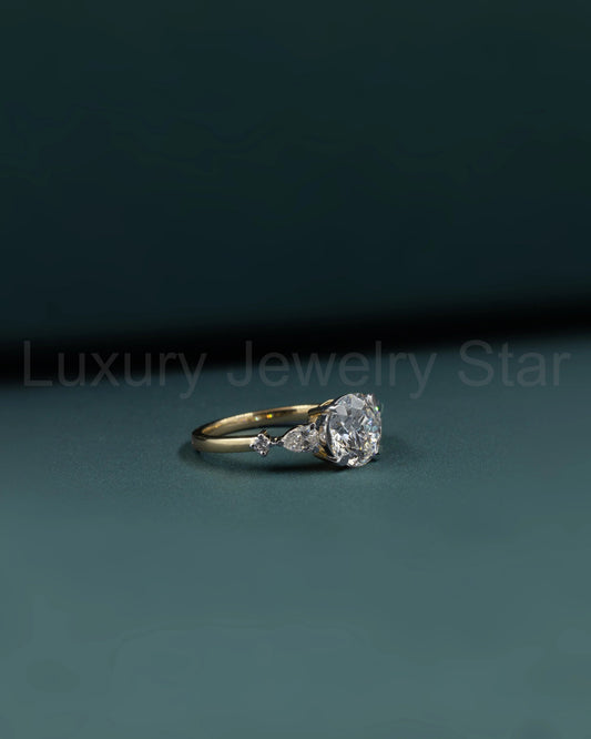2.54 CTW Pear & Emerald Cut CVD Lab-Grown Diamond Three Stone Engagement Ring - image 2