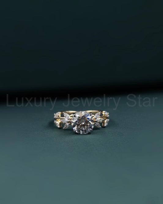 2.56 CTW Round Brilliant Cut Floral Lab-Grown Diamond Engagement Ring
