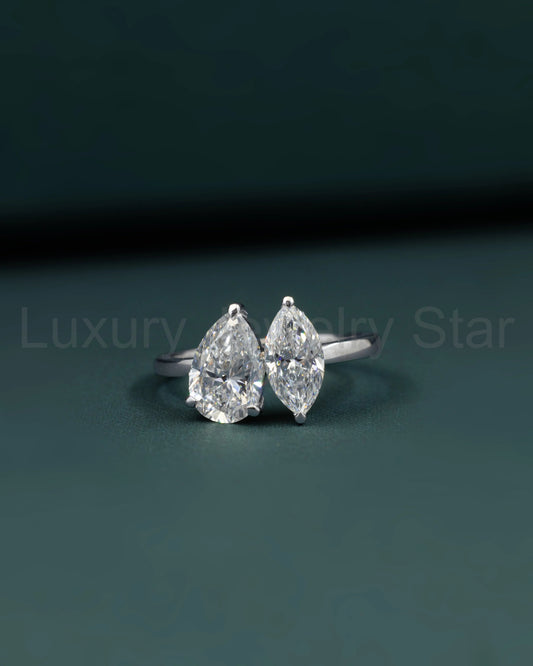 2.58 CTW Toi et Moi Pear & Marquise Cut Lab-Grown Diamond Ring