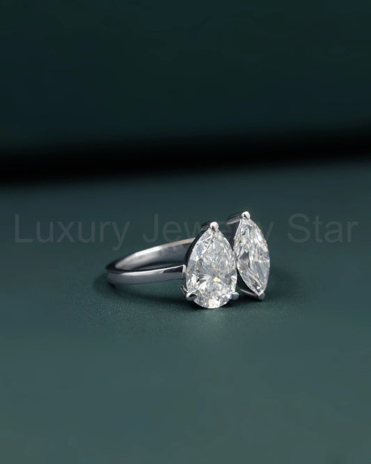 2.58 CTW Toi et Moi Pear & Marquise Cut Lab-Grown Diamond Ring - image 2