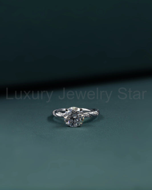 2.64 CTW Round Brilliant Lab-Grown Diamond Twisted Solitaire Ring