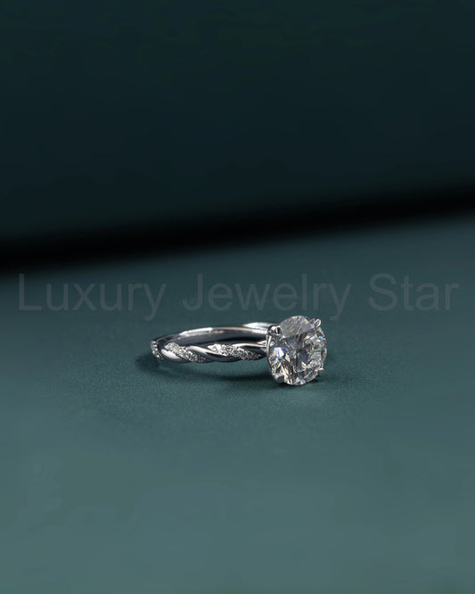 2.64 CTW Round Brilliant Lab-Grown Diamond Twisted Solitaire Ring - image 2