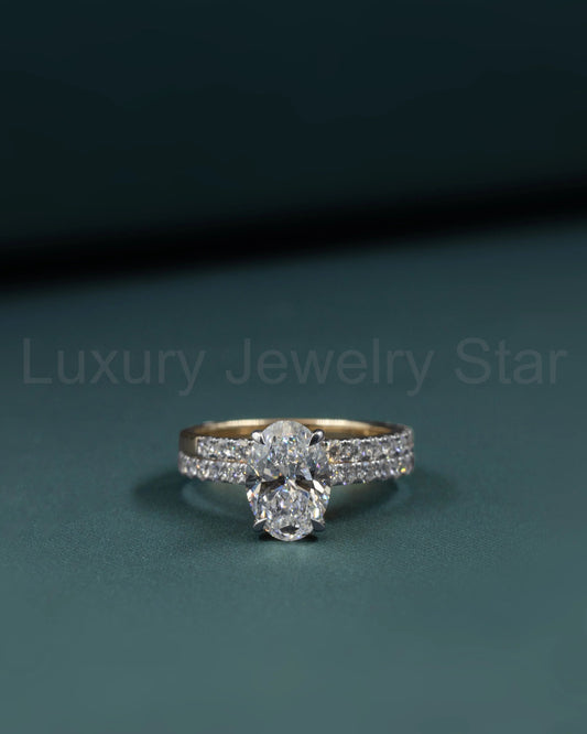 2.79 CTW Oval CVD Lab-Grown Diamond Pavé Engagement Ring with Matching Band - image 2