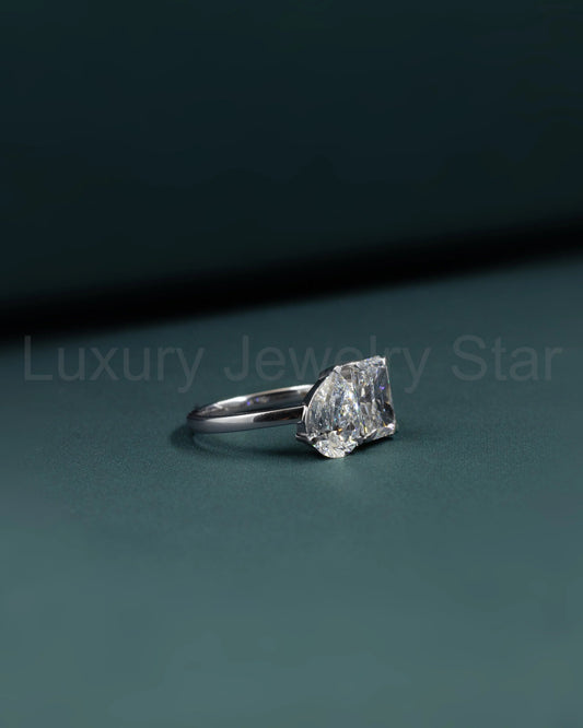 2.80 CTW Pear & Emerald Cut CVD Lab-Grown Diamond Open Duo Ring - image 2