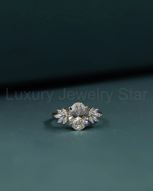 2.89 CTW Oval Cut Lab-Grown Diamond Floral Solitaire Ring