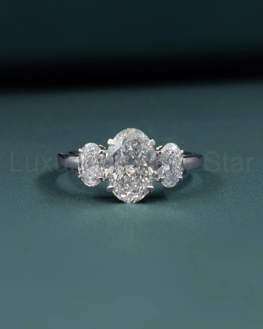 2.90 CT Oval Three-Stone Lab-Grown Diamond Engagement Ring