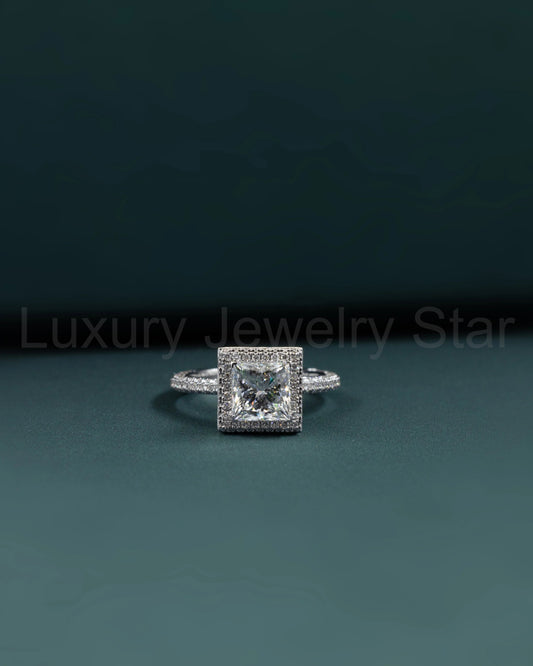 3.08 CTW Princess Cut Halo Lab-Grown Diamond Engagement Ring