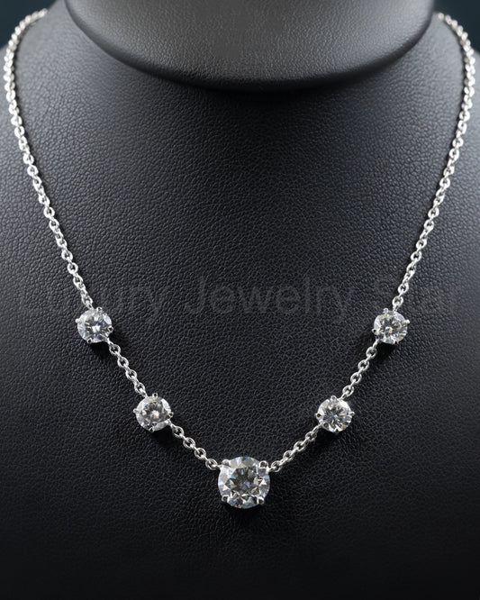 3.83 CTW Round CVD Lab-Grown Diamond Station Necklace