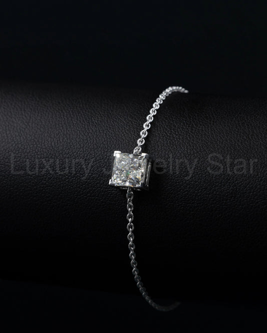 6.55 CTW Emerald Cut Lab-Grown Diamond Solitaire Bracelet