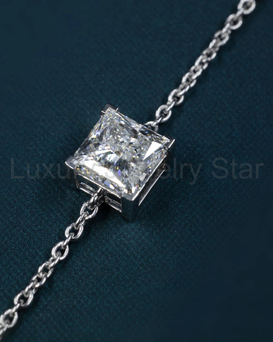 6.55 CTW Emerald Cut Lab-Grown Diamond Solitaire Bracelet