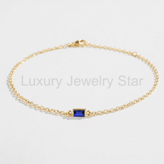 CABLE CHAIN BRACELET | SAPPHIRE BAGUETTE