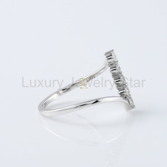 Round Cut Moissanite Diamond Five Stone Bypass Ring