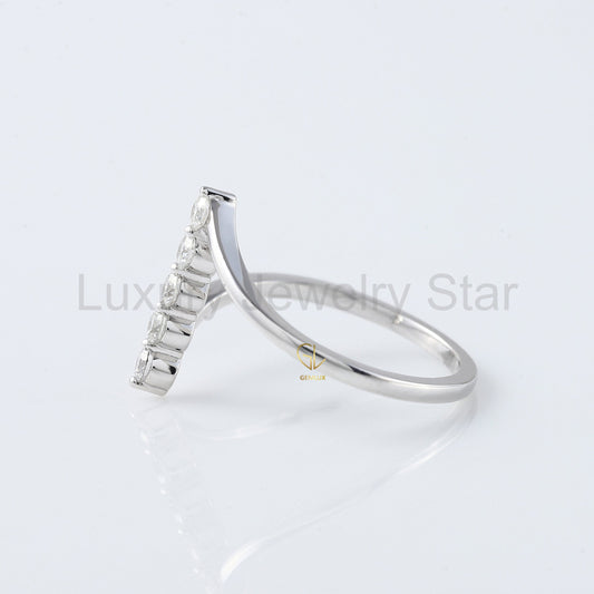 Round Cut Lab Grown Diamond Five Stone Bypass Ring