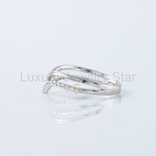 Round Cut Lab Grown Diamond Curved Wedding Band - image 2